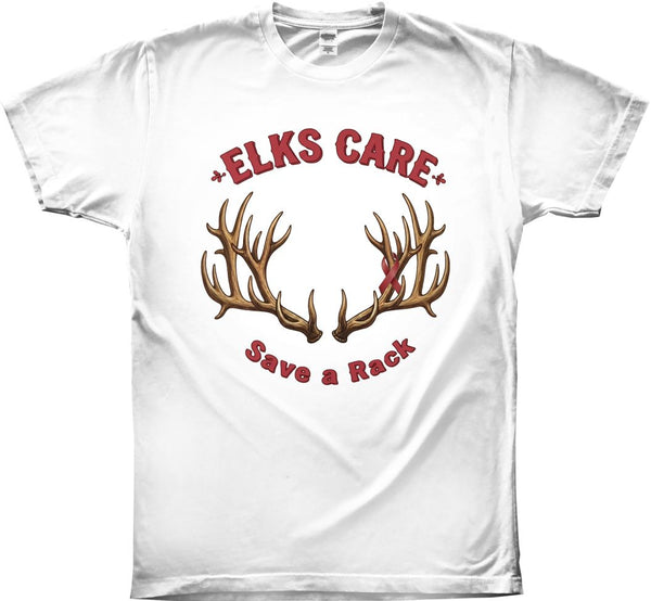 Elks Care V-Neck T-Shirt FRONT ONLY. Softstyle unisex t-shirt. Order yours today.  Proceeds will be donated to help support Cancer patients.