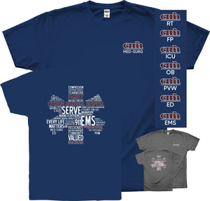 CMH Short Sleeve T-shirt Navy and Dark Heather Gray  RESP. THERAPY