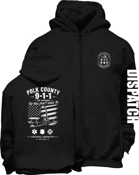 Polk County 911 Gildan Zip Hoodie G186